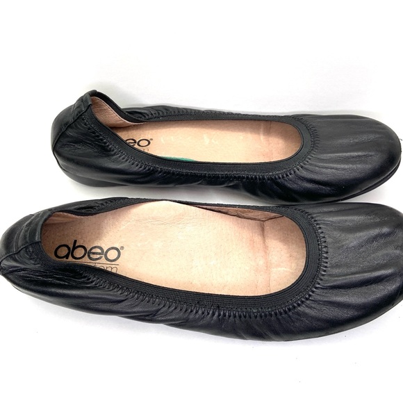 Abeo Bio System Tia Ballet Flats Womens 8.5 N Black Leather Slip On Shoes Arch - Picture 3 of 9